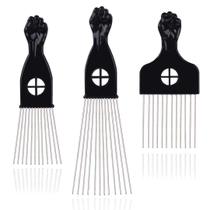 Palheta de cabelo LEADUWAY Metal Picks para cabelo afro, 3 unidades