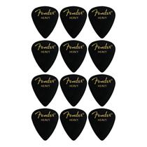 Palheta Fender Heavy Celuloide Classic 351 Shape Black Quantidade:12 Pçs