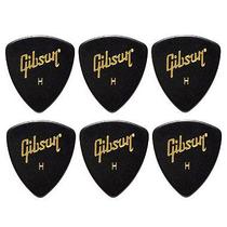Palheta Gibson Celuloide Wedge Heavy Preto 6 Unidades