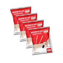 Palheta Mexedor De Madeira P/ Café 9cm 4 Pacotes C 500 Unid