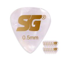 Palheta Tradicional Extra Fina 0,50mm Celuloide Perolada Pacote com 12 SG Strings