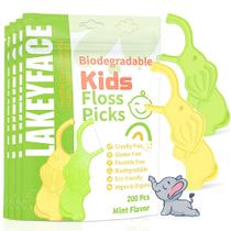 Palhetas de fio dental biodegradáveis para crianças Lakeyface Cute Elephant x200 Palhetas de fio dental biodegradáveis para crianças Lakeyface Cute Elephant x200