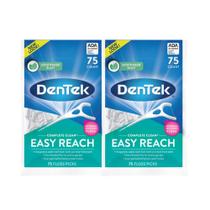 Palhetas de fio dental DenTek Complete Clean Easy Reach 75 ct (pacote com 2) Palhetas de fio dental DenTek Complete Clean Easy Reach 75 ct (pacote com 2)