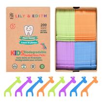 Palhetas de fio dental LILY & EDITH Kids biodegradáveis de 200 quilates Palhetas de fio dental LILY & EDITH Kids biodegradáveis de 200 quilates