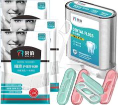 Palhetas de fio dental QUALIALL com estojo recarregável, 442 unidades (brancas)