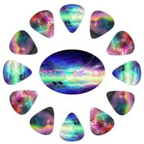 Palhetas de guitarra GSRLOD Starry Sky Aurora Borealis, pacote com 12 unidades com estojo Palhetas de guitarra GSRLOD Starry Sky Aurora Borealis, pacote com 12 unidades com estojo