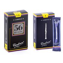 Palhetas para clarinete Vandoren 56 Rue Lepic 3 .5+ e CR103 3, pacote com 10 Palhetas para clarinete Vandoren 56 Rue Lepic 3 .5+ e CR103 3, pacote com 10