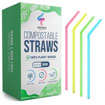 Palhinhas compostáveis Weemium 300 Pack 100% biodegradáveis à base de plantas