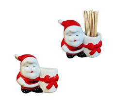 Paliteiro de Mesa Kit com 2 Mini Papai Noel Natal Porcelana - HP Decor