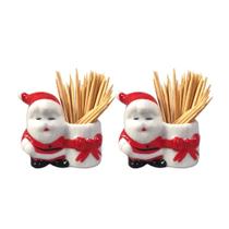 Paliteiro de Mesa Kit com 2 Mini Papai Noel Natal Porcelana Paliteiro de Mesa Kit com 2 Mini Papai Noel Natal Porcelana