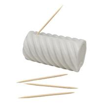 Paliteiro Pote Porta Palito De Dente Semi-automático Luxuoso Branco Espiral
