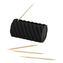 Paliteiro Pote Porta Palito De Dente Semi-automático Luxuoso Preto Espiral