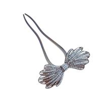 Palito de Cabelo com Laço de Pedras e Mini Pérolas