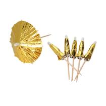 Palito De Madeira Guarda-chuva Dourado 10cm 12 Un - Silverfestas