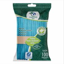 Palito de Madeira para Sorvete Ponta Redonda Azul Pacote com 100 1