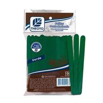 Palito de sorvete madeira colorida 100un Verde Theoto