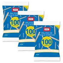 Palito de sorvete picolé em madeira com ponta redonda, escolha a quantidade