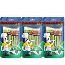 Palito Ossinho fino para cães sabor Menta Deliciosso 100g Combo com 3 unidades Palito Ossinho fino para cães sabor Menta Deliciosso 100g Combo com 3 unidades