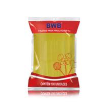 Palito para Pirulito Médio 14cm Amarelo nº14 BWB Canudo Pet 223 - 100 unidades