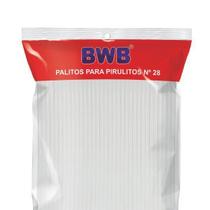 Palito Pirulito Grande 28Cm Branco Bwb Canudo Pet 50 Un