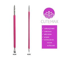 Palito unha + Espátula mista Cutemax Manicure Aço Inox e Silicone