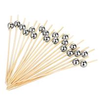 Palitos De Bambu Com Bolinhas Prata 12cm 20un - Silver