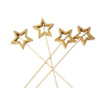 Palitos De Bambu Ocos Em Forma De Estrela Dourada E Prateada, 50 Peças, Palitos Para Frutas E Palitos De Bambu Ocos Em Forma De Estrela Dourada E Prateada, 50 Peças, Palitos Para Frutas E