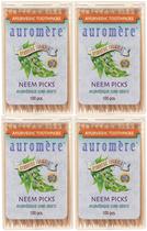 Palitos de dente Auromere Ayurvedic Neem Vegan Natural, pacote 100x4 Palitos de dente Auromere Ayurvedic Neem Vegan Natural, pacote 100x4