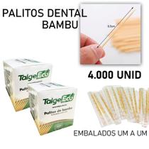 Palitos de dente bambu embalado um a um 6,5 cm 4mil unidades