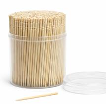 Palitos de dente Happy Hippo de bambu, ponta simples, pacote econômico com 500 unidades Palitos de dente Happy Hippo de bambu, ponta simples, pacote econômico com 500 unidades