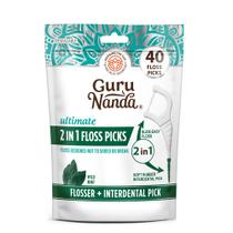 Palitos de fio dental GuruNanda 2 em 1 sabor menta, 40 unidades