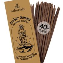 Palitos de incenso Calmveda, sândalo, resina âmbar, mais de 40 palitos