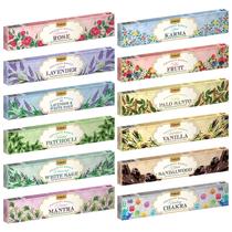 Palitos de incenso Tulasi, conjunto de 12 aromas, 180 palitos Palitos de incenso Tulasi, conjunto de 12 aromas, 180 palitos