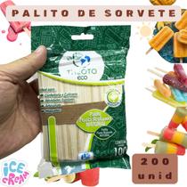 Palitos de madeira com 200 unidades para Picolé, Culinária, trabalhos escolares