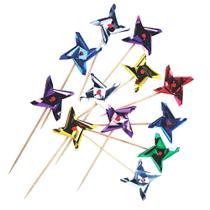 Palitos De Madeira Com Cata-vento Coloridos 12un - Silverfestas