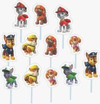 Palitos Decorados Para Bolos Doces Patrulha Canina - 12 unid - piffer Palitos Decorados Para Bolos Doces Patrulha Canina - 12 unid - piffer