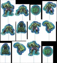 Palitos Decorados Para Bolos e Doces Hulk Avengers - 12 unid - piffer