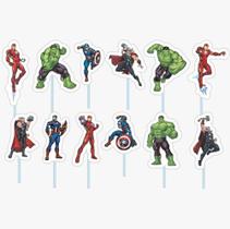 Palitos Decorados Para Bolos e Doces Vingadores - 12 unid - piffer
