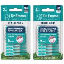 Palitos Dentais Dr. Emma Menta 200 Unidades Escova Flexível Palitos Dentais Dr. Emma Menta 200 Unidades Escova Flexível