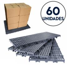 Pallet Palete Estrado Plástico 50x25 60 Pcs Cinza