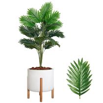 Palmeira Artificial Com Vaso Suporte De Madeira Luxo - Palmeira Artificial Com Vaso Suporte De Madeira Luxo -