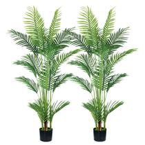 Palmeira artificial HAIHONG de 4,5 pés, palmeira artificial de areca com folhas de toque real e galhos ajustáveis, palmeira tropical falsa para escritório doméstico, decoração moderna interna e externa Palmeira artificial HAIHONG de 4,5 pés, palmeira artificial de areca com folhas de toque real e galhos ajustáveis, palmeira tropical falsa para escritório doméstico, decoração moderna interna e externa