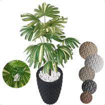 Palmeira Rafia Variegata Artificial Vaso Grande Decoração - Flor de Mentirinha