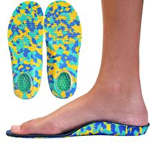 Palmilhas KidSole Camo Comfort para crianças com pés planos, tamanho 30-33