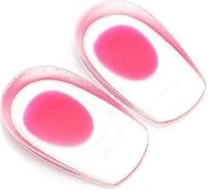 Palmilhas Ortopédicas Silicone Gel Hidratante Massageadora Protetoras de Calcanhar Rosa