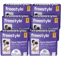 Pañales Freestyle Talla 1 Hiper Absorbentes Ultra Suaves 204 unidades