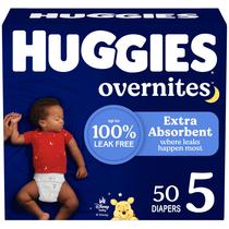 Pañales Huggies Overnites Talla 5 para más de 12 kg, Paquete de 50 Unidadess, para Usar de Noche