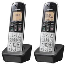 Panasonic Compact Cordless Phone com DECT 6.0, 1.6 "Amber LCD e teclado HS iluminado, bloco de chamadas, identificador de chamadas, vários idiomas de exibição - 2 Aparelho - KX-TGB812S (Preto / Prata)