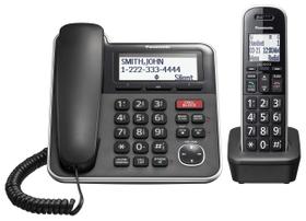 Panasonic Sistema de telefone com fio/sem fio expansível com secretária eletrônica e bloqueio de chamadas com um toque 1 aparelho - KX-TGB850B (preto)