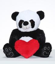 Panda De Pelúcia Com Coração Grande 55cm Preto - FOFUXOS DE PELÚCIA